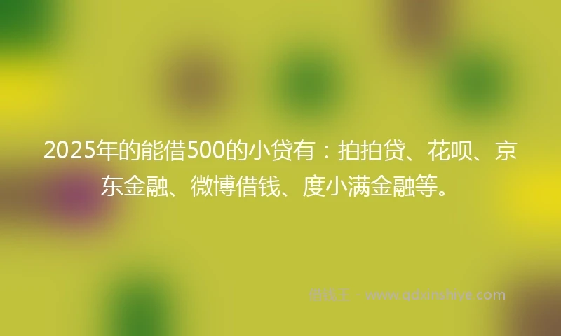 2025年的能借500的小贷有：拍拍贷、花呗、京东金融、微博借钱、度小满金融等。