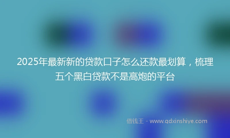 2025年最新新的贷款口子怎么还款最划算，梳理五个黑白贷款不是高炮的平台