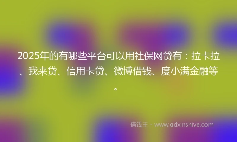 2025年的有哪些平台可以用社保网贷有：拉卡拉、我来贷、信用卡贷、微博借钱、度小满金融等。