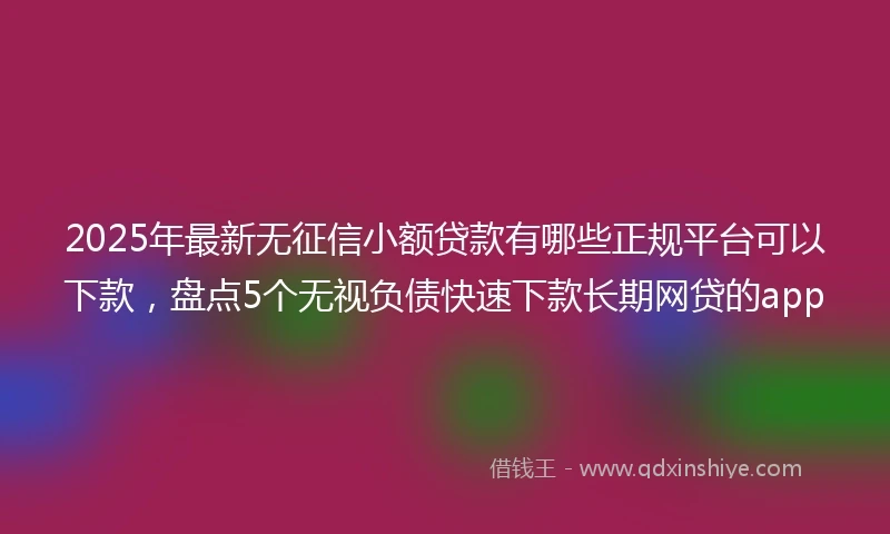 2025年最新无征信小额贷款有哪些正规平台可以下款，盘点5个无视负债快速下款长期网贷的app