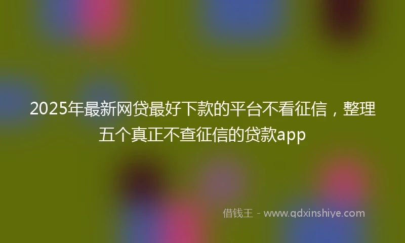 2025年最新网贷最好下款的平台不看征信，整理五个真正不查征信的贷款app