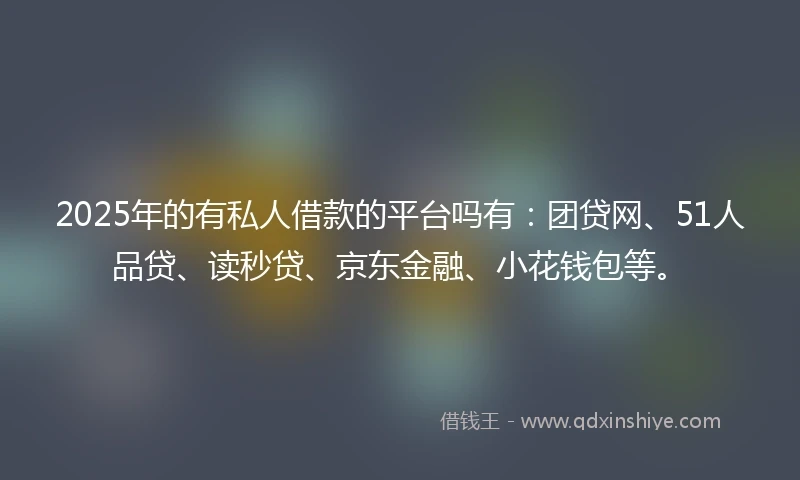 2025年的有私人借款的平台吗有：团贷网、51人品贷、读秒贷、京东金融、小花钱包等。