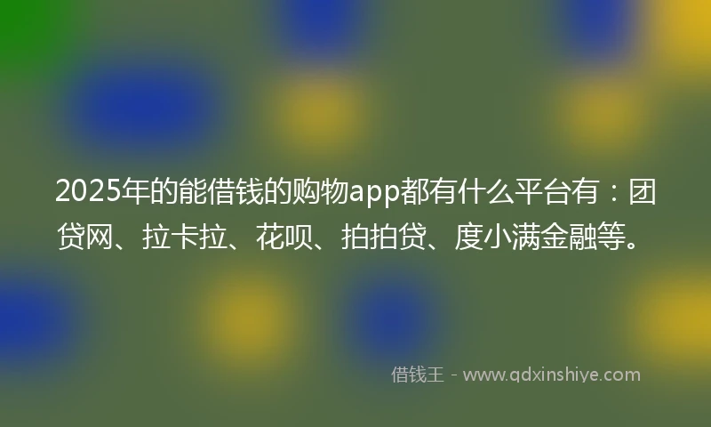 2025年的能借钱的购物app都有什么平台有：团贷网、拉卡拉、花呗、拍拍贷、度小满金融等。
