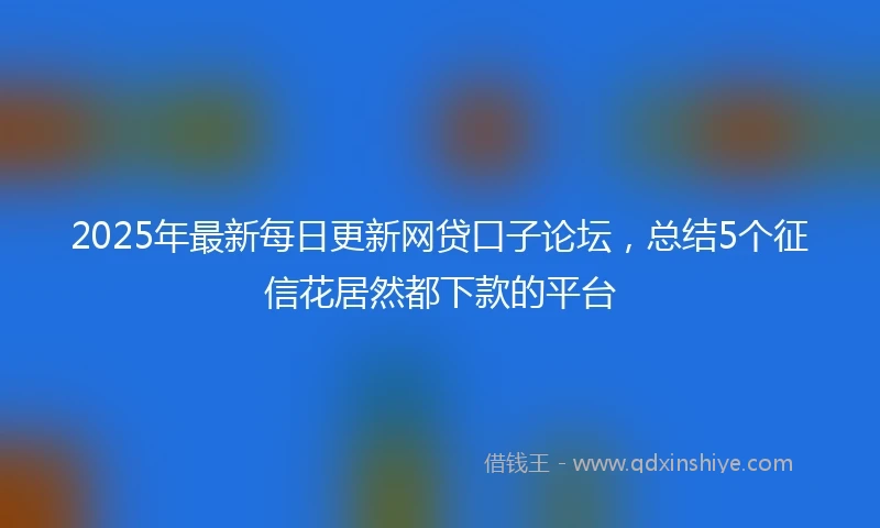 2025年最新每日更新网贷口子论坛，总结5个征信花居然都下款的平台