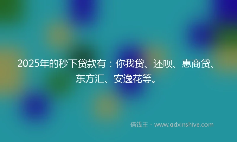 2025年的秒下贷款有：你我贷、还呗、惠商贷、东方汇、安逸花等。