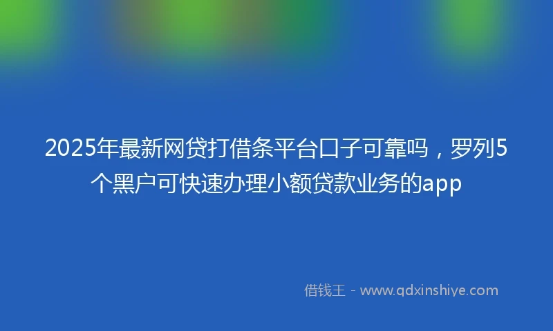 2025年最新网贷打借条平台口子可靠吗，罗列5个黑户可快速办理小额贷款业务的app