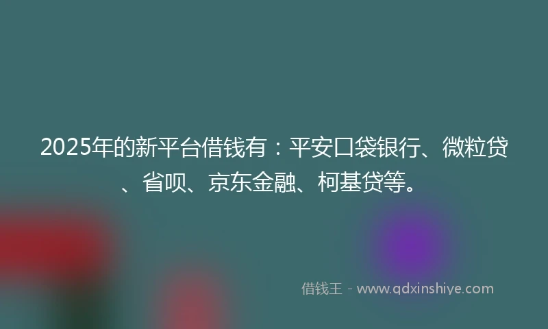 2025年的新平台借钱有：平安口袋银行、微粒贷、省呗、京东金融、柯基贷等。