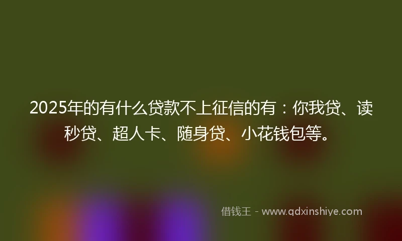 2025年的有什么贷款不上征信的有：你我贷、读秒贷、超人卡、随身贷、小花钱包等。