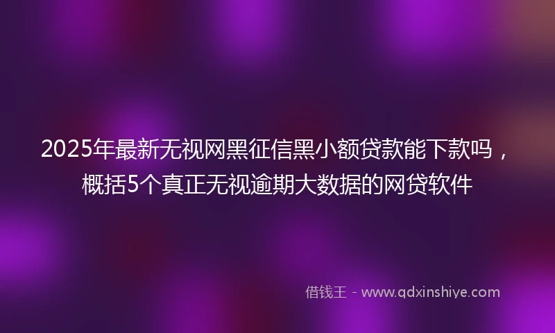 2025年最新无视网黑征信黑小额贷款能下款吗，概括5个真正无视逾期大数据的网贷软件