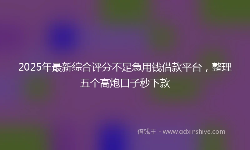 2025年最新综合评分不足急用钱借款平台，整理五个高炮口子秒下款