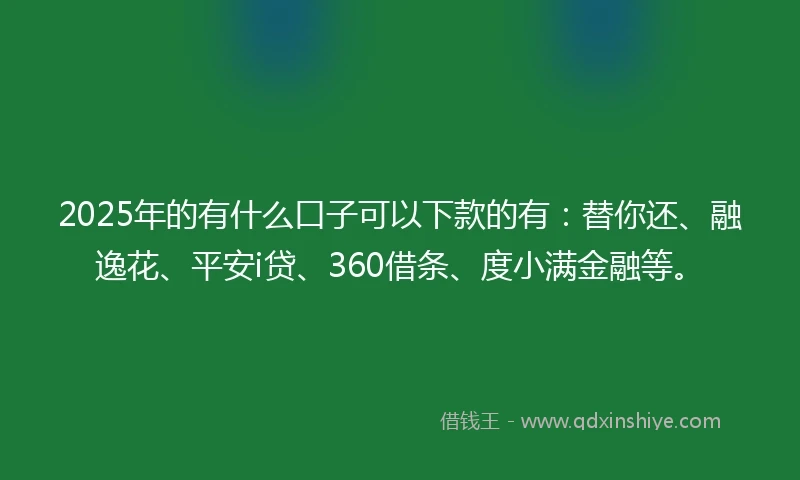 2025年的有什么口子可以下款的有：替你还、融逸花、平安i贷、360借条、度小满金融等。