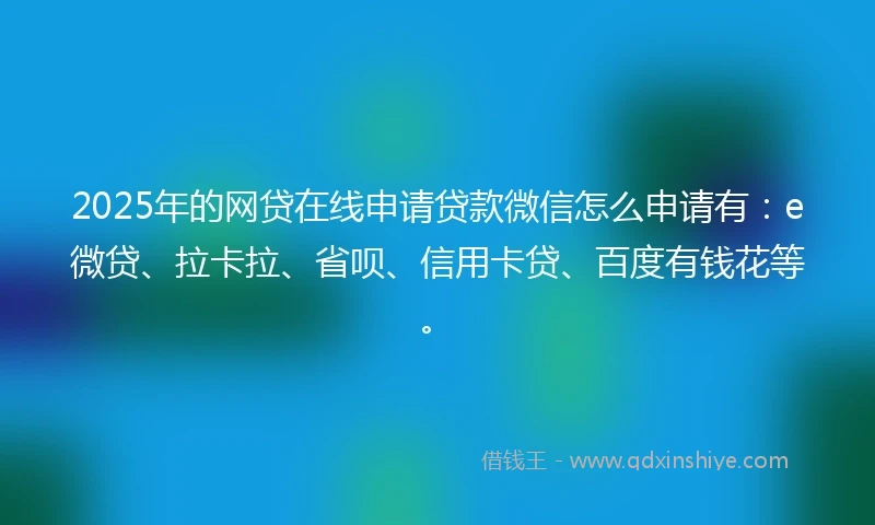 2025年的网贷在线申请贷款微信怎么申请有：e微贷、拉卡拉、省呗、信用卡贷、百度有钱花等。