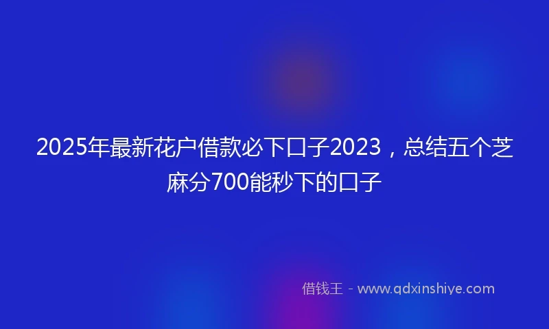 2025年最新花户借款必下口子2023，总结五个芝麻分700能秒下的口子