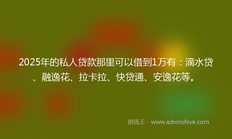 2025年的私人贷款那里可以借到1万有：滴水贷、融逸花、拉卡拉、快贷通、安逸花等。
