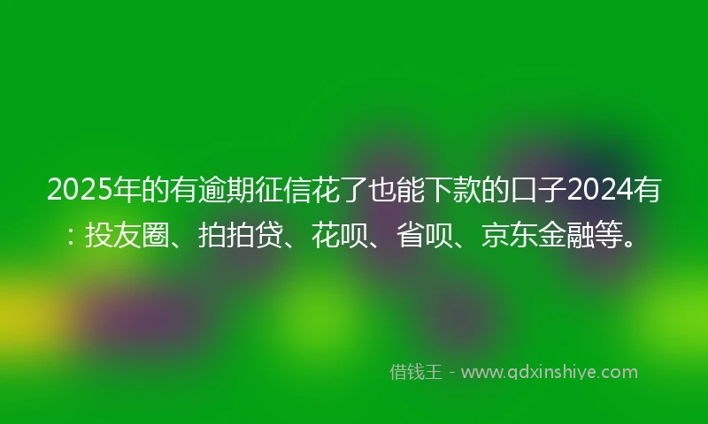 2025年的有逾期征信花了也能下款的口子2024有：投友圈、拍拍贷、花呗、省呗、京东金融等。