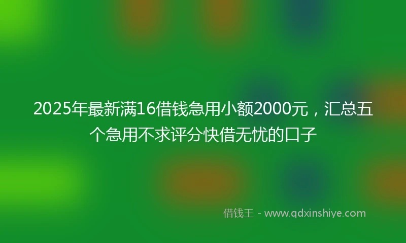 2025年最新满16借钱急用小额2000元，汇总五个急用不求评分快借无忧的口子