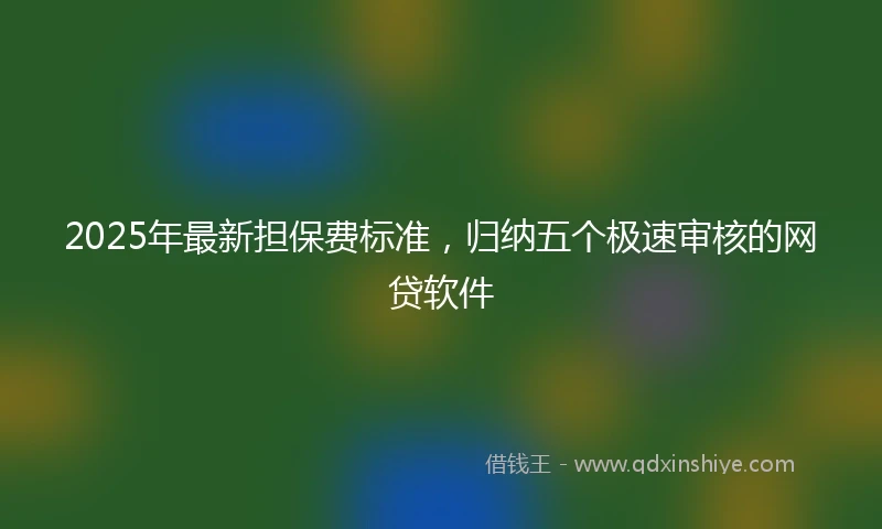 2025年最新担保费标准，归纳五个极速审核的网贷软件