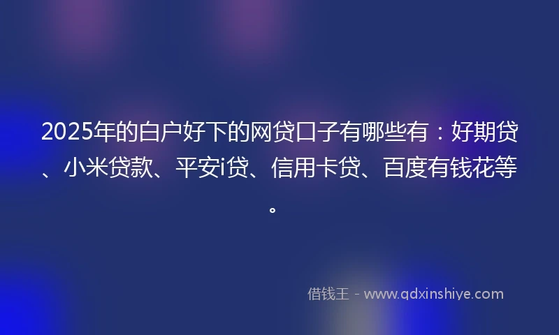 2025年的白户好下的网贷口子有哪些有：好期贷、小米贷款、平安i贷、信用卡贷、百度有钱花等。