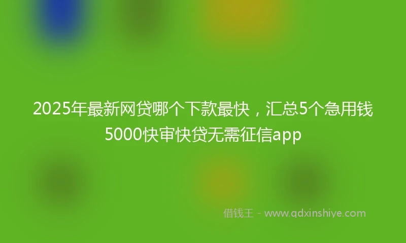 2025年最新网贷哪个下款最快，汇总5个急用钱5000快审快贷无需征信app