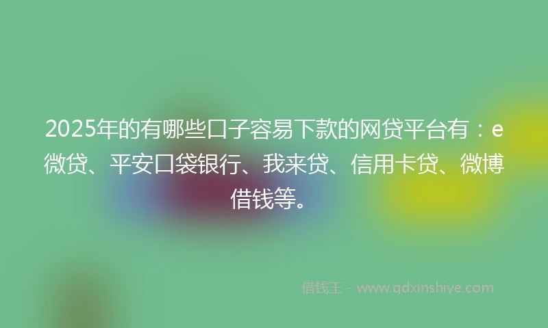 2025年的有哪些口子容易下款的网贷平台有：e微贷、平安口袋银行、我来贷、信用卡贷、微博借钱等。