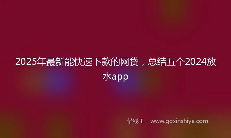 2025年最新能快速下款的网贷，总结五个2024放水app