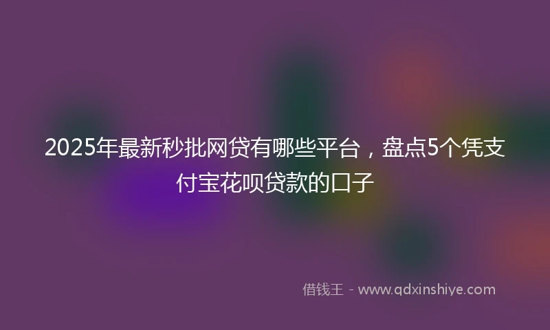 2025年最新秒批网贷有哪些平台，盘点5个凭支付宝花呗贷款的口子