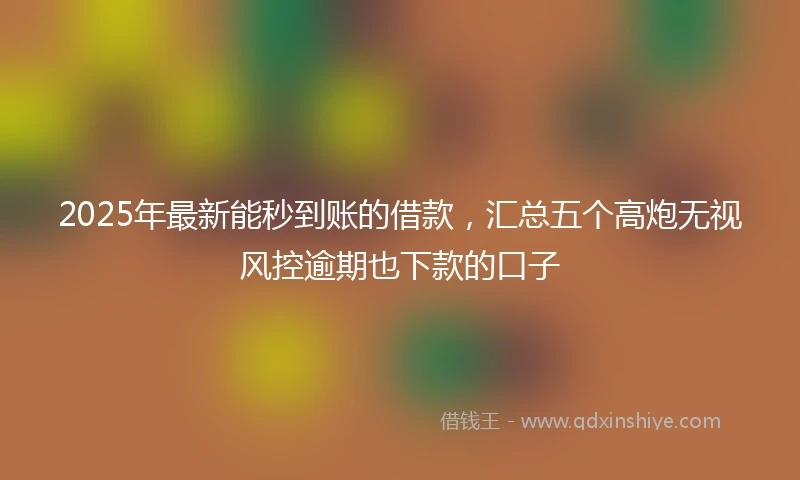 2025年最新能秒到账的借款，汇总五个高炮无视风控逾期也下款的口子