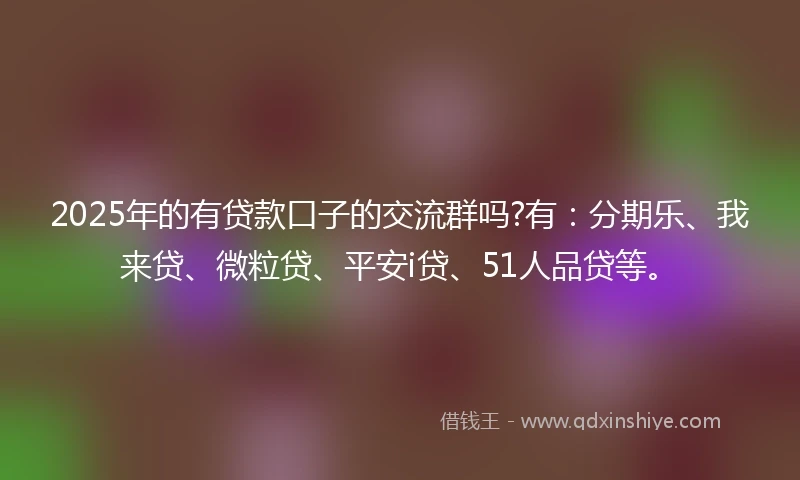 2025年的有贷款口子的交流群吗?有：分期乐、我来贷、微粒贷、平安i贷、51人品贷等。