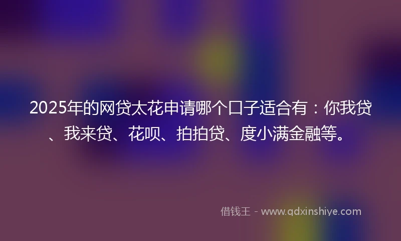 2025年的网贷太花申请哪个口子适合有：你我贷、我来贷、花呗、拍拍贷、度小满金融等。