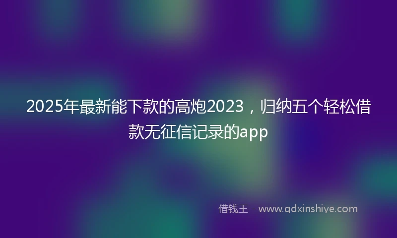 2025年最新能下款的高炮2023，归纳五个轻松借款无征信记录的app
