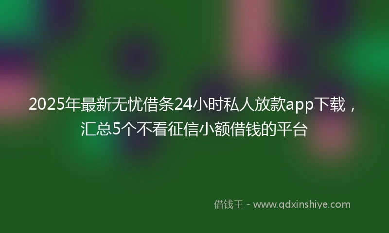 2025年最新无忧借条24小时私人放款app下载，汇总5个不看征信小额借钱的平台