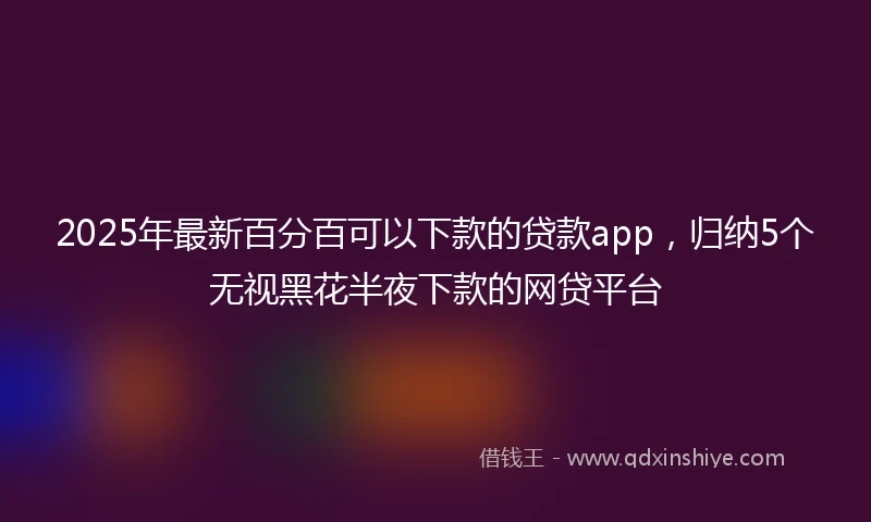 2025年最新百分百可以下款的贷款app，归纳5个无视黑花半夜下款的网贷平台