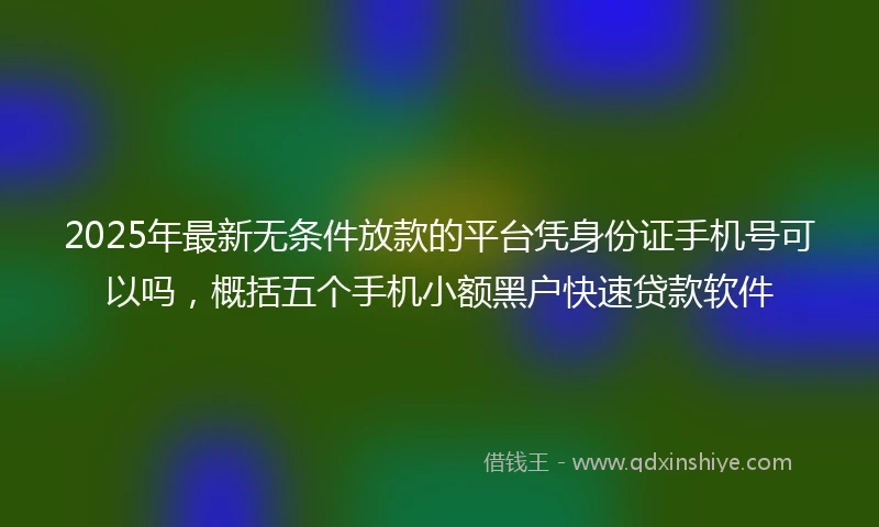 2025年最新无条件放款的平台凭身份证手机号可以吗，概括五个手机小额黑户快速贷款软件
