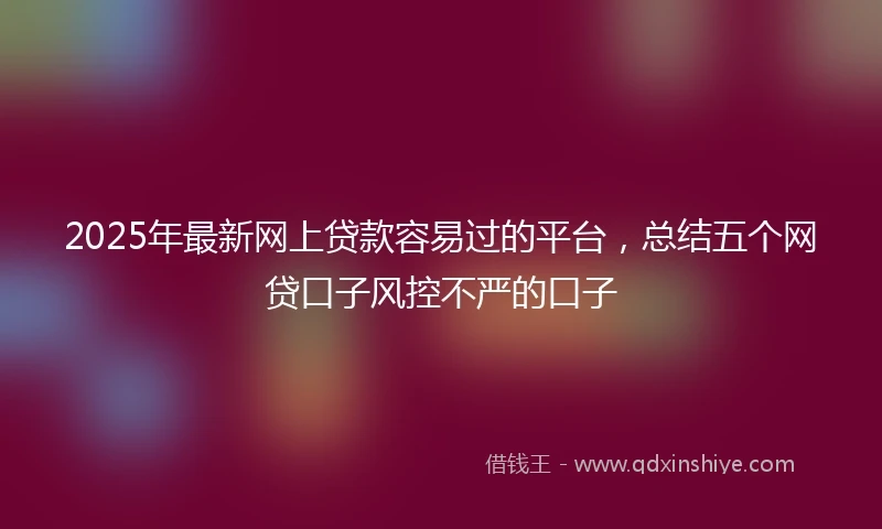 2025年最新网上贷款容易过的平台，总结五个网贷口子风控不严的口子
