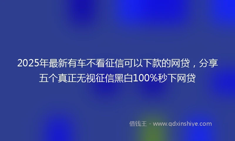 2025年最新有车不看征信可以下款的网贷，分享五个真正无视征信黑白100%秒下网贷