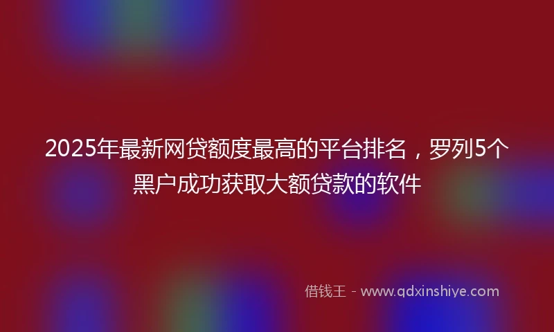 2025年最新网贷额度最高的平台排名，罗列5个黑户成功获取大额贷款的软件