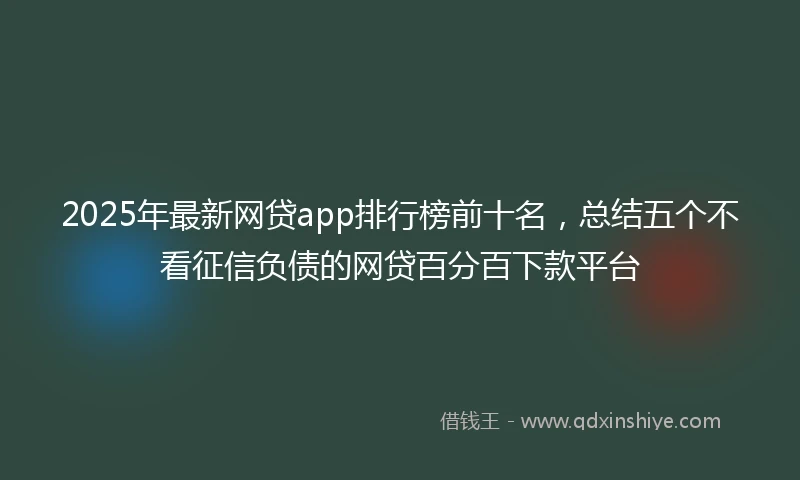 2025年最新网贷app排行榜前十名，总结五个不看征信负债的网贷百分百下款平台