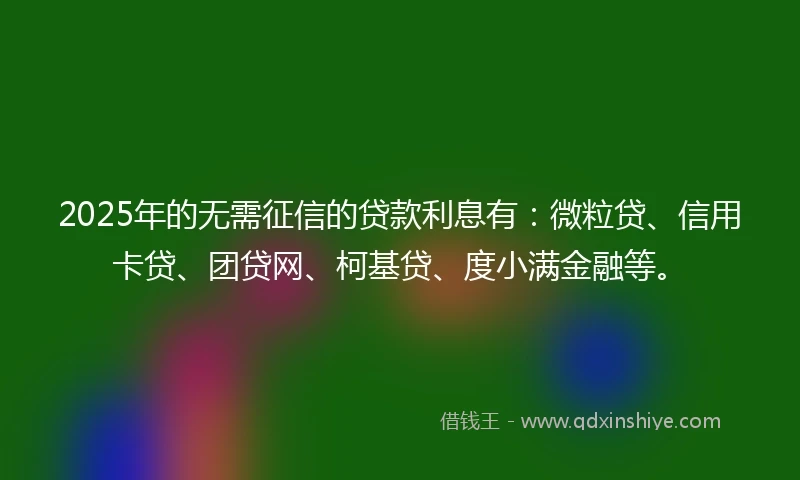 2025年的无需征信的贷款利息有：微粒贷、信用卡贷、团贷网、柯基贷、度小满金融等。