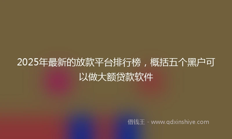 2025年最新的放款平台排行榜，概括五个黑户可以做大额贷款软件