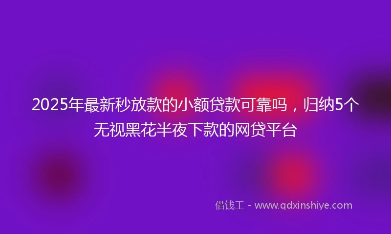 2025年最新秒放款的小额贷款可靠吗，归纳5个无视黑花半夜下款的网贷平台