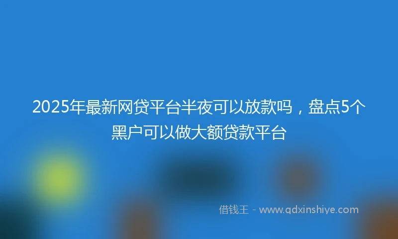2025年最新网贷平台半夜可以放款吗，盘点5个黑户可以做大额贷款平台