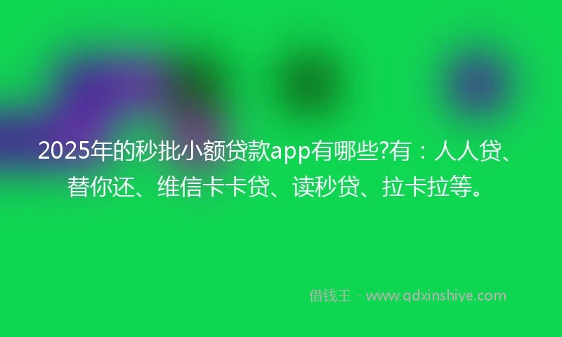 2025年的秒批小额贷款app有哪些?有：人人贷、替你还、维信卡卡贷、读秒贷、拉卡拉等。
