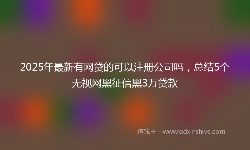 2025年最新有网贷的可以注册公司吗，总结5个无视网黑征信黑3万贷款