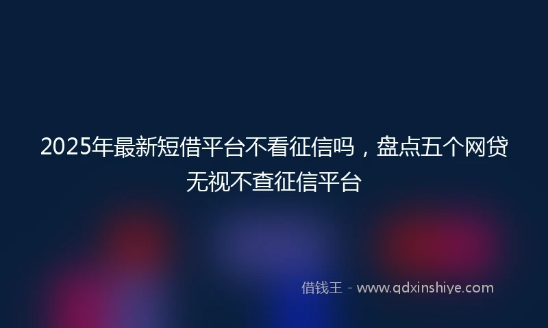 2025年最新短借平台不看征信吗，盘点五个网贷无视不查征信平台
