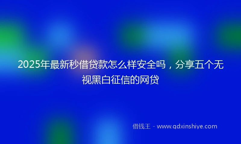 2025年最新秒借贷款怎么样安全吗，分享五个无视黑白征信的网贷