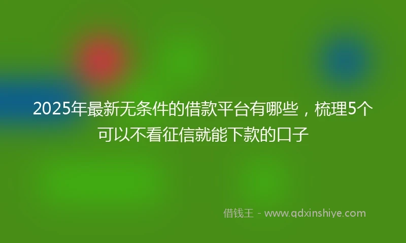 2025年最新无条件的借款平台有哪些，梳理5个可以不看征信就能下款的口子