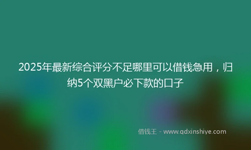 2025年最新综合评分不足哪里可以借钱急用，归纳5个双黑户必下款的口子