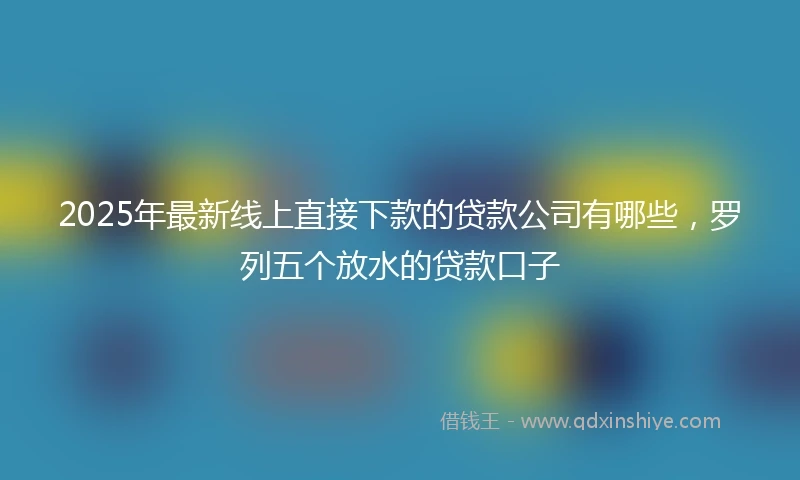 2025年最新线上直接下款的贷款公司有哪些，罗列五个放水的贷款口子