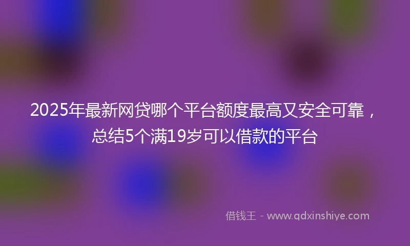 2025年最新网贷哪个平台额度最高又安全可靠，总结5个满19岁可以借款的平台