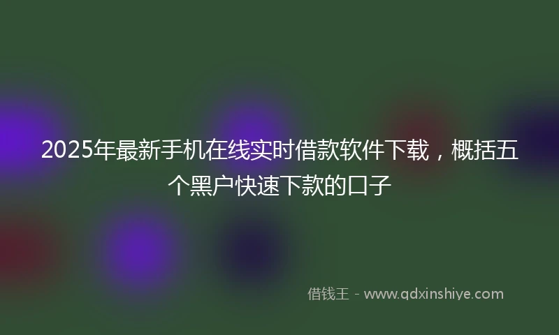 2025年最新手机在线实时借款软件下载，概括五个黑户快速下款的口子